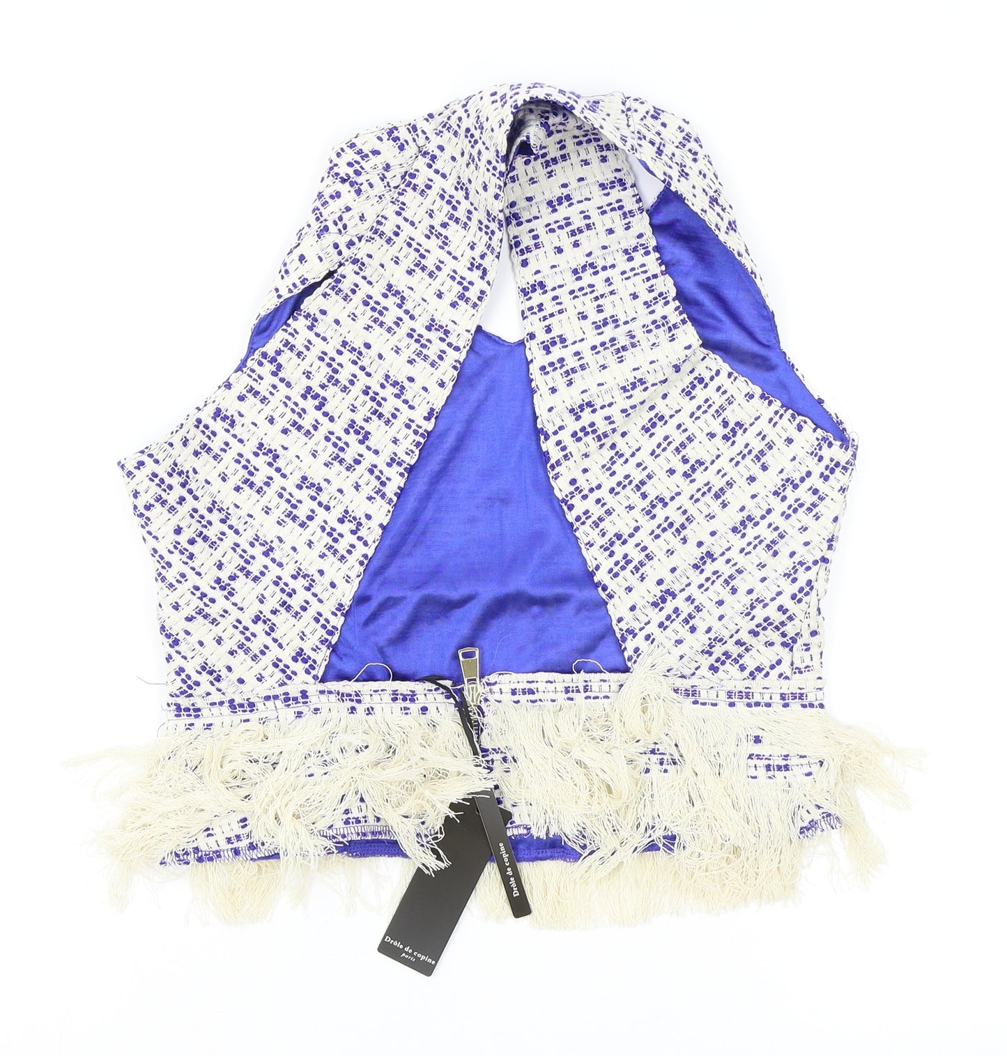 Drole de copine Womens Blue Polyester Cropped Tank Size S V-Neck