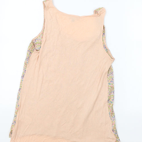 Warehouse Womens Pink Floral Polyester Basic Tank Size 16 Scoop Neck