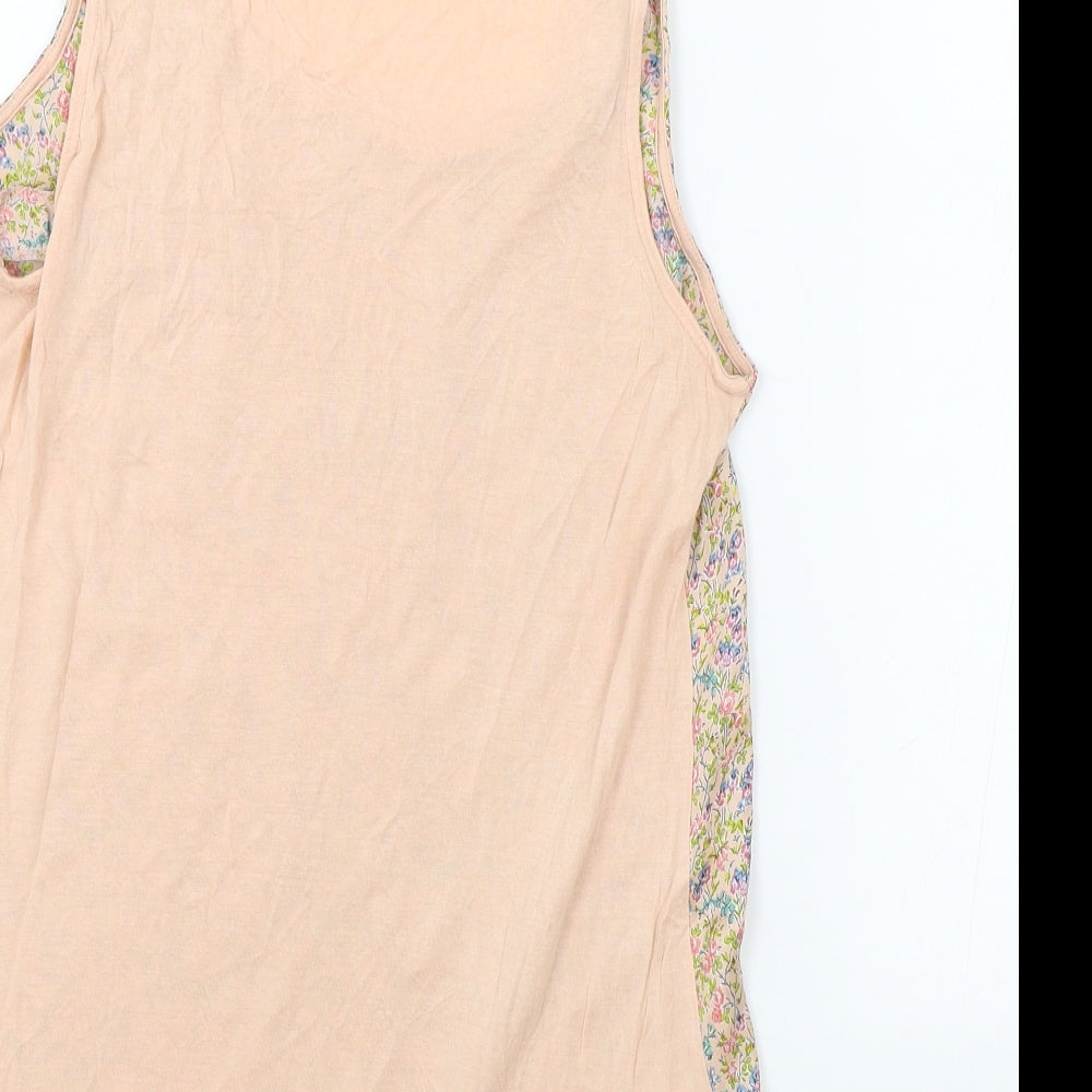Warehouse Womens Pink Floral Polyester Basic Tank Size 16 Scoop Neck