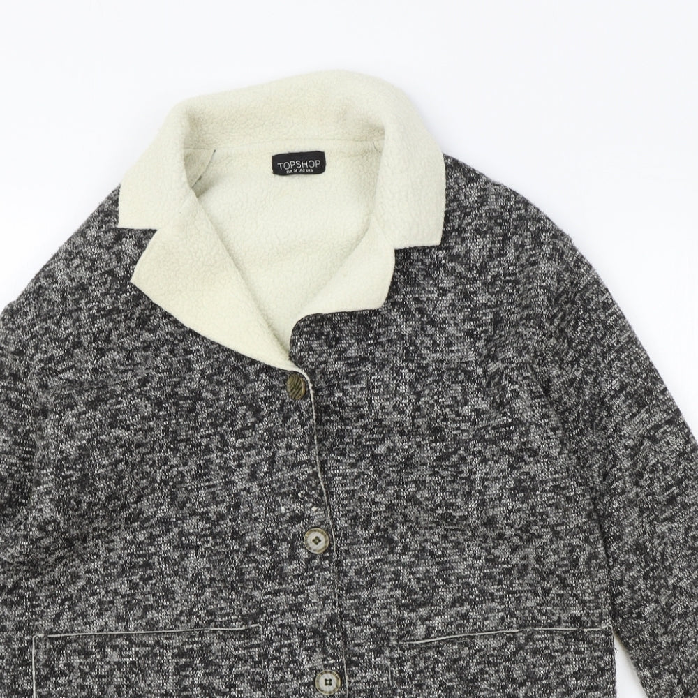 Topshop Womens Grey Overcoat Coat Size 6 Button
