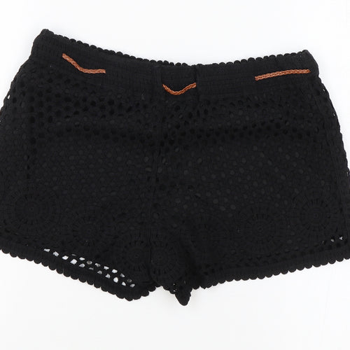 By Swan Paris Womens Black Polyester Hot Pants Shorts Size XL Regular Drawstring
