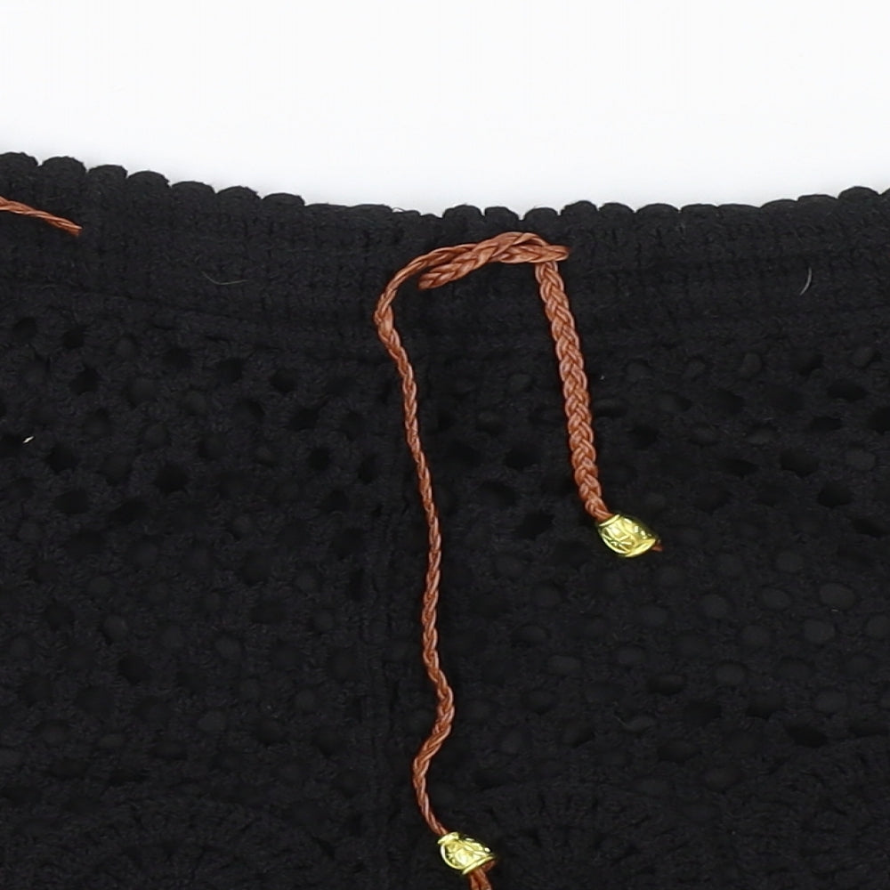By Swan Paris Womens Black Polyester Hot Pants Shorts Size XL Regular Drawstring
