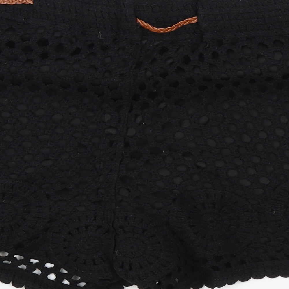By Swan Paris Womens Black Polyester Hot Pants Shorts Size XL Regular Drawstring