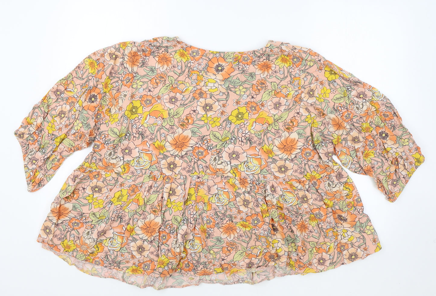 George Womens Multicoloured Floral Viscose Basic Blouse Size 24 V-Neck