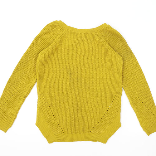 Select Womens Yellow Round Neck Acrylic Pullover Jumper Size M
