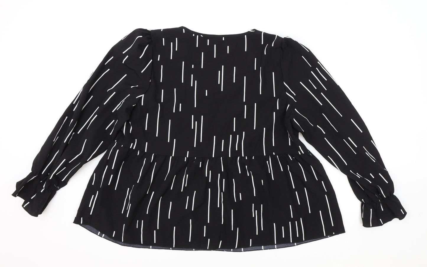 SheIn Womens Black Geometric Polyester Basic Blouse Size XL V-Neck