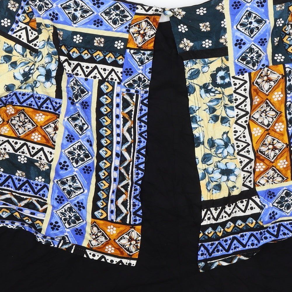 TU Womens Multicoloured Geometric Viscose Basic Blouse Size 12 Boat Neck