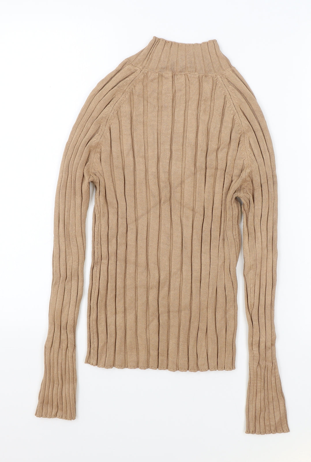 River Island Womens Brown High Neck Viscose Pullover Jumper Size 12 - Ribbed