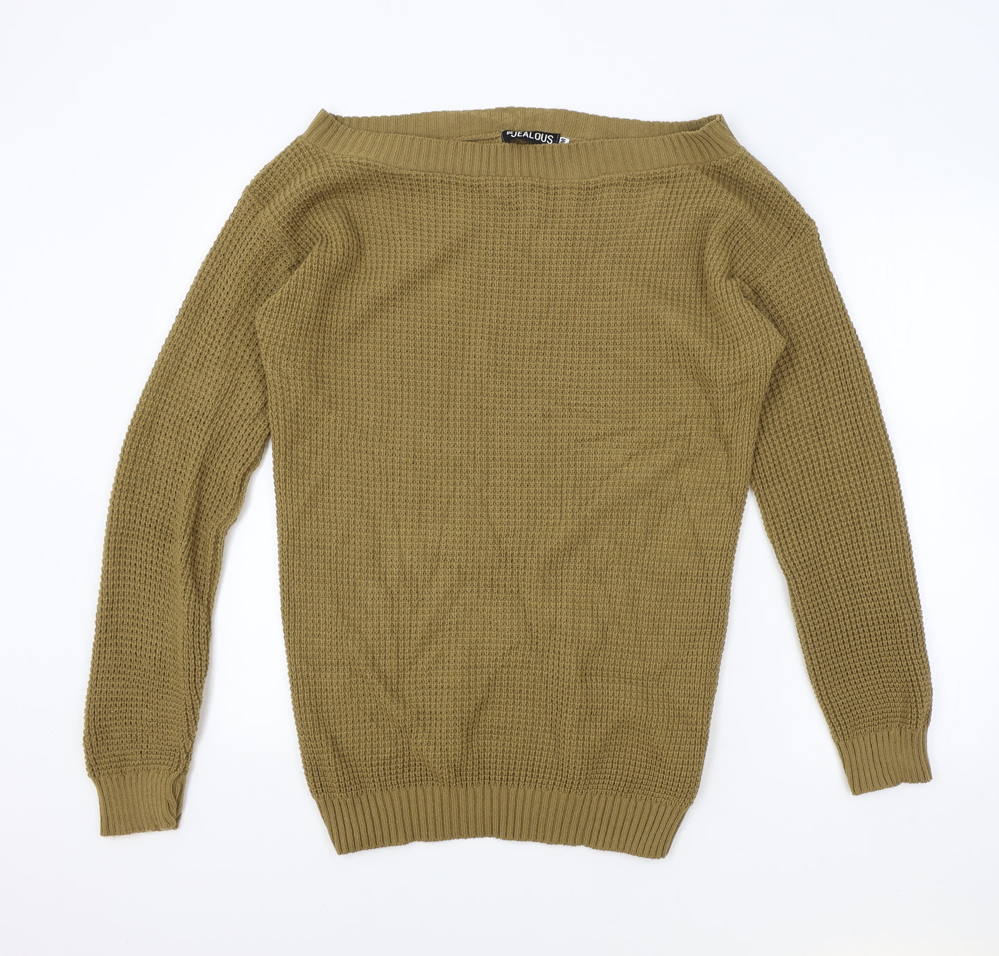 Be Jealous Womens Brown Boat Neck Acrylic Pullover Jumper Size M