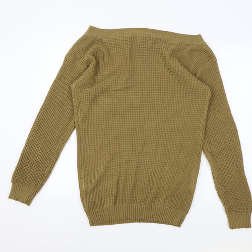 Be Jealous Womens Brown Boat Neck Acrylic Pullover Jumper Size M