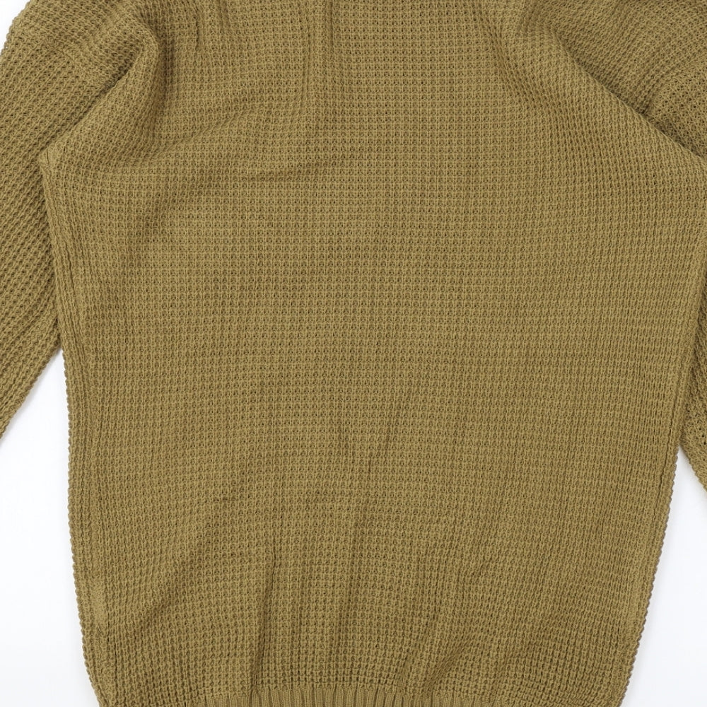 Be Jealous Womens Brown Boat Neck Acrylic Pullover Jumper Size M