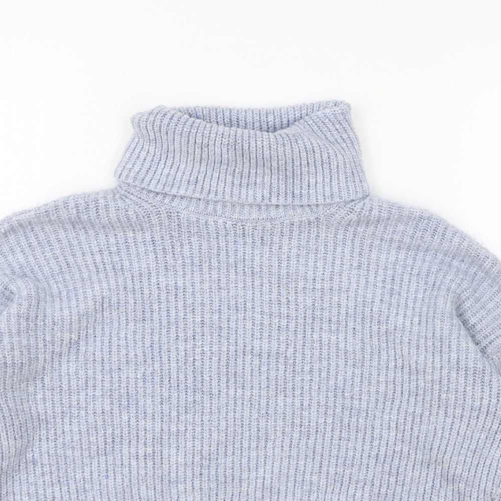 New Look Womens Blue Roll Neck Acrylic Pullover Jumper Size S - Cropped