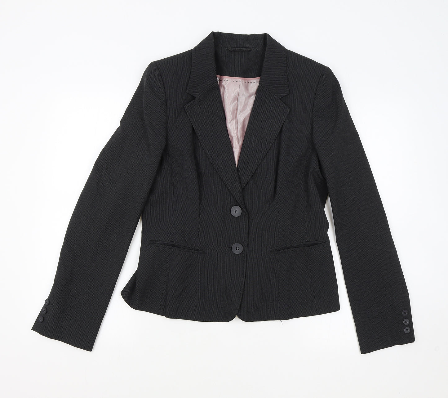 F&F Womens Black Jacket Blazer Size 14 Button