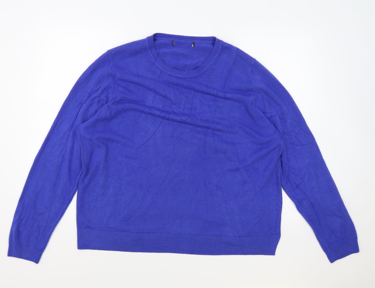 Marks and Spencer Womens Blue Round Neck Acrylic Pullover Jumper Size 22