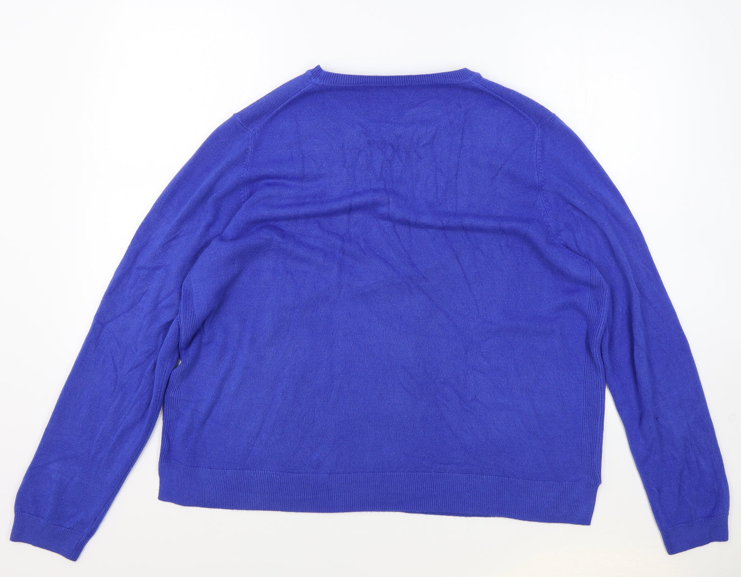 Marks and Spencer Womens Blue Round Neck Acrylic Pullover Jumper Size 22