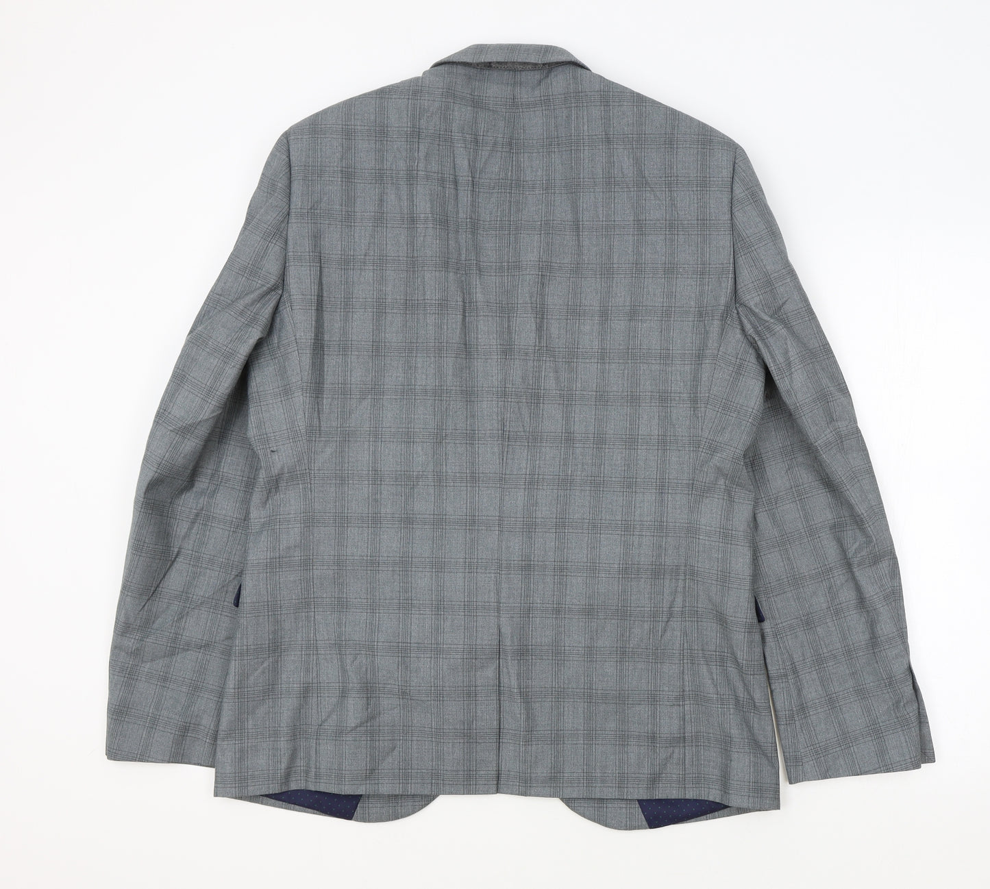 NEXT Mens Grey Plaid Polyester Jacket Suit Jacket Size 42