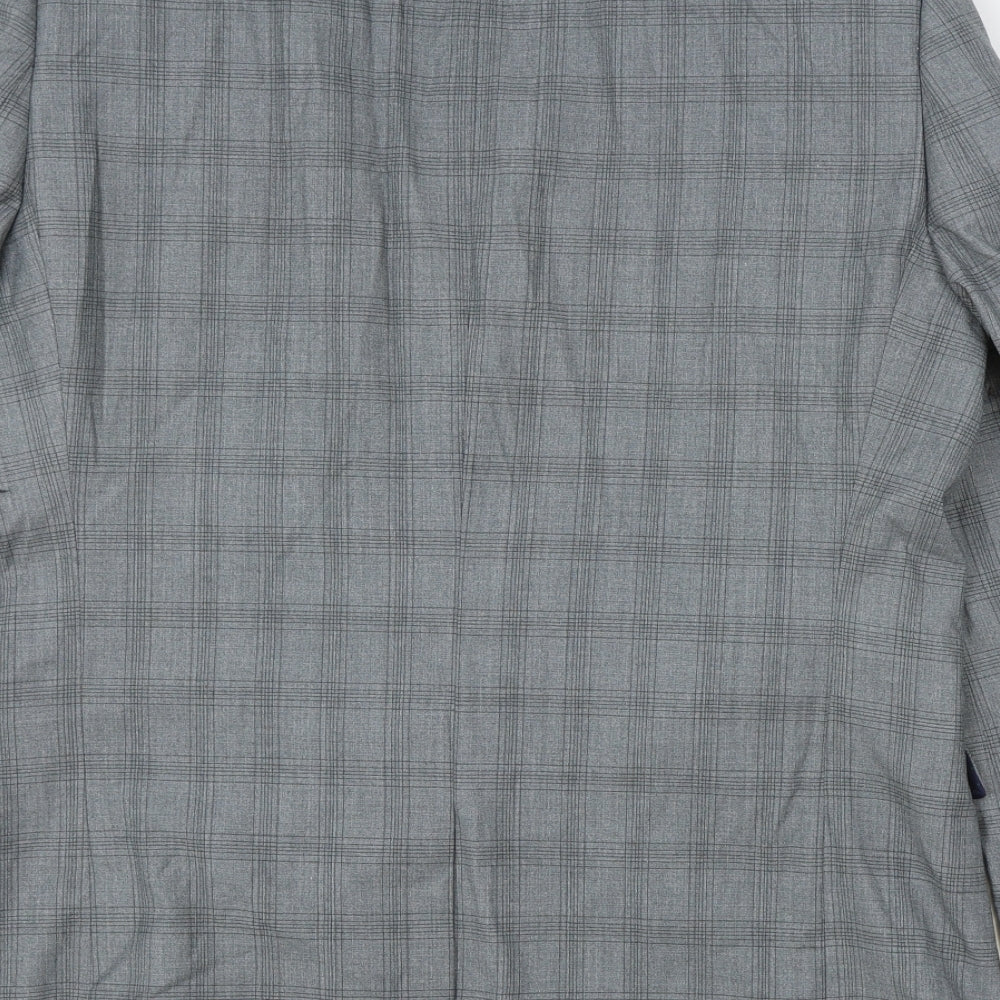 NEXT Mens Grey Plaid Polyester Jacket Suit Jacket Size 42