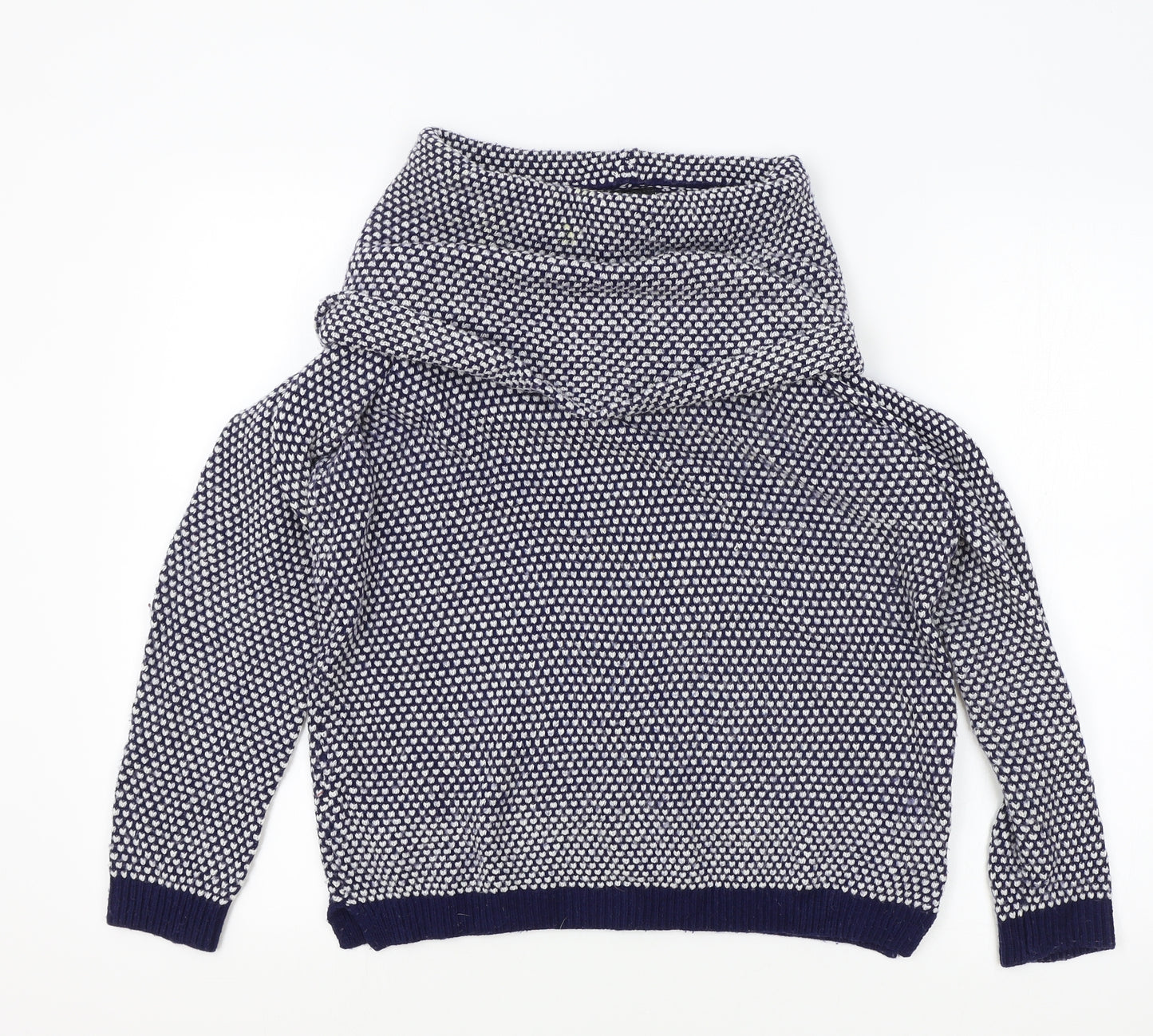 Wallis Womens Blue Roll Neck Geometric Acrylic Pullover Jumper Size S