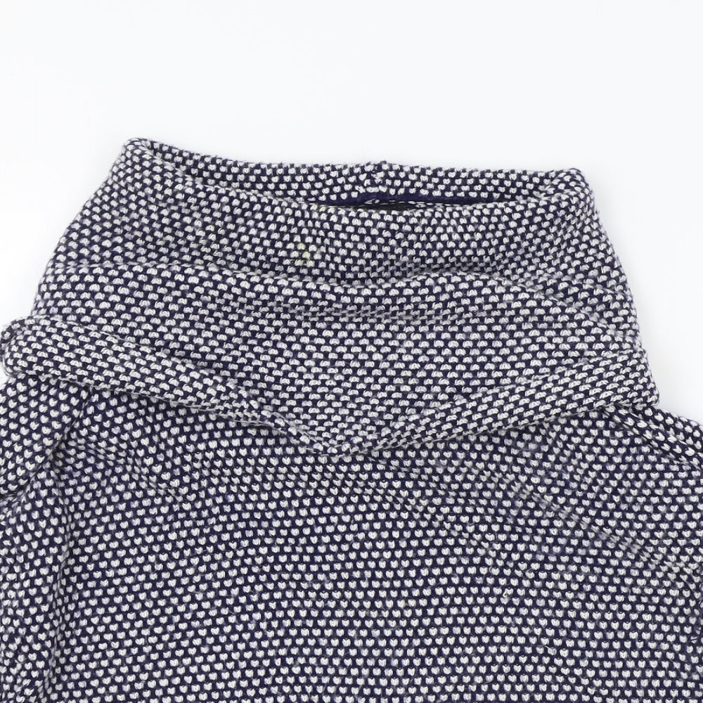 Wallis Womens Blue Roll Neck Geometric Acrylic Pullover Jumper Size S
