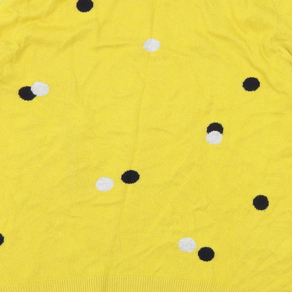Laura Ashley Womens Yellow Round Neck Polka Dot Cotton Pullover Jumper Size 10