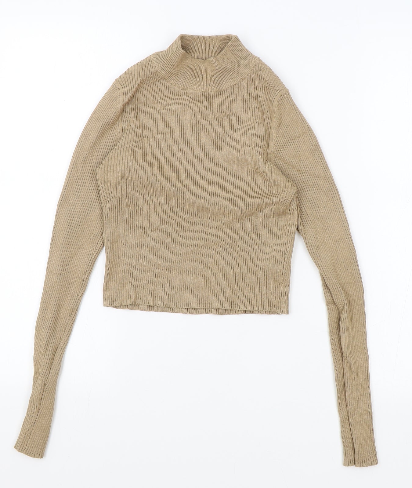 Pull&Bear Womens Brown High Neck Viscose Pullover Jumper Size S