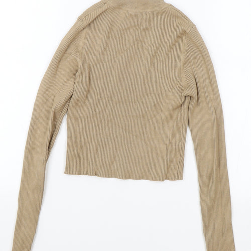 Pull&Bear Womens Brown High Neck Viscose Pullover Jumper Size S