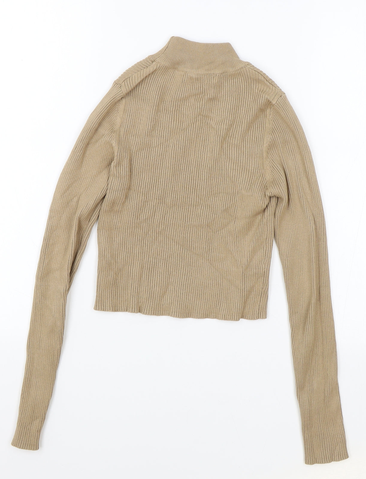 Pull&Bear Womens Brown High Neck Viscose Pullover Jumper Size S