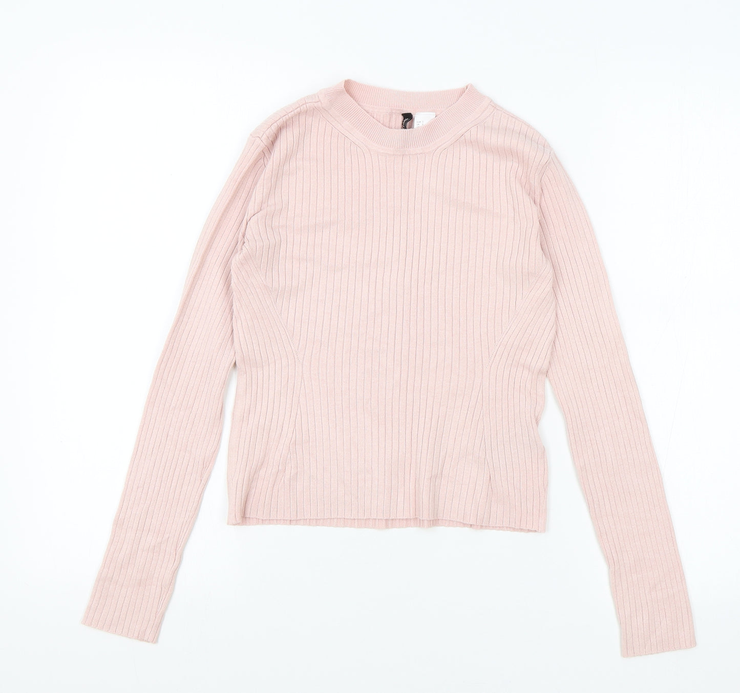 Divided by H&M Womens Pink Round Neck Viscose Pullover Jumper Size S