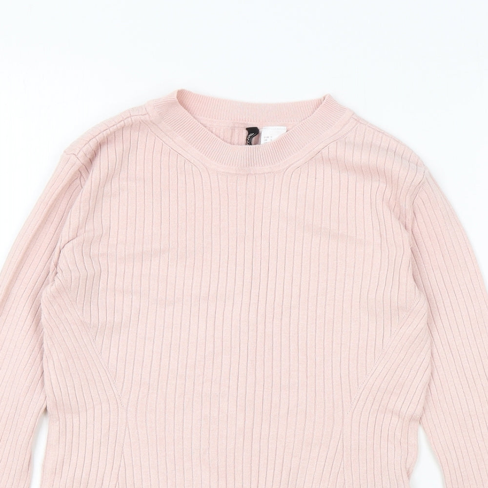 Divided by H&M Womens Pink Round Neck Viscose Pullover Jumper Size S