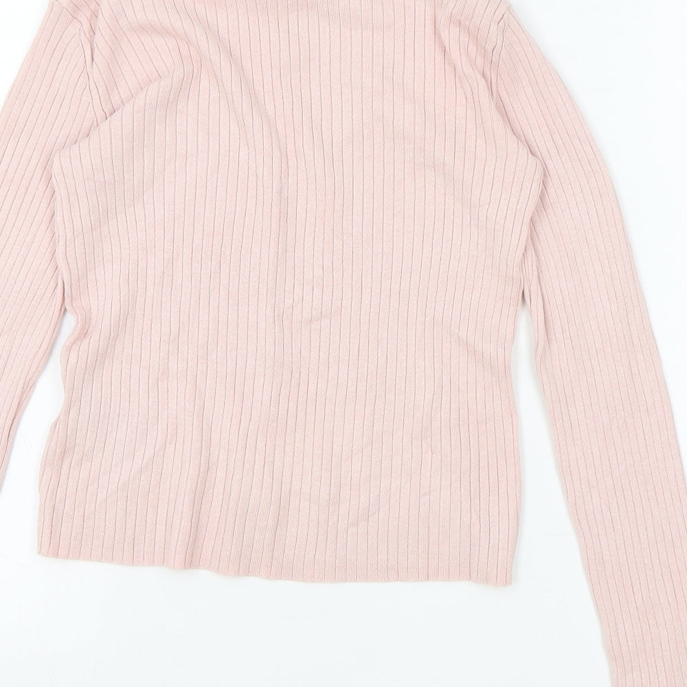Divided by H&M Womens Pink Round Neck Viscose Pullover Jumper Size S