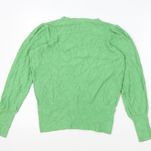 Marks and Spencer Womens Green Round Neck Viscose Pullover Jumper Size 14