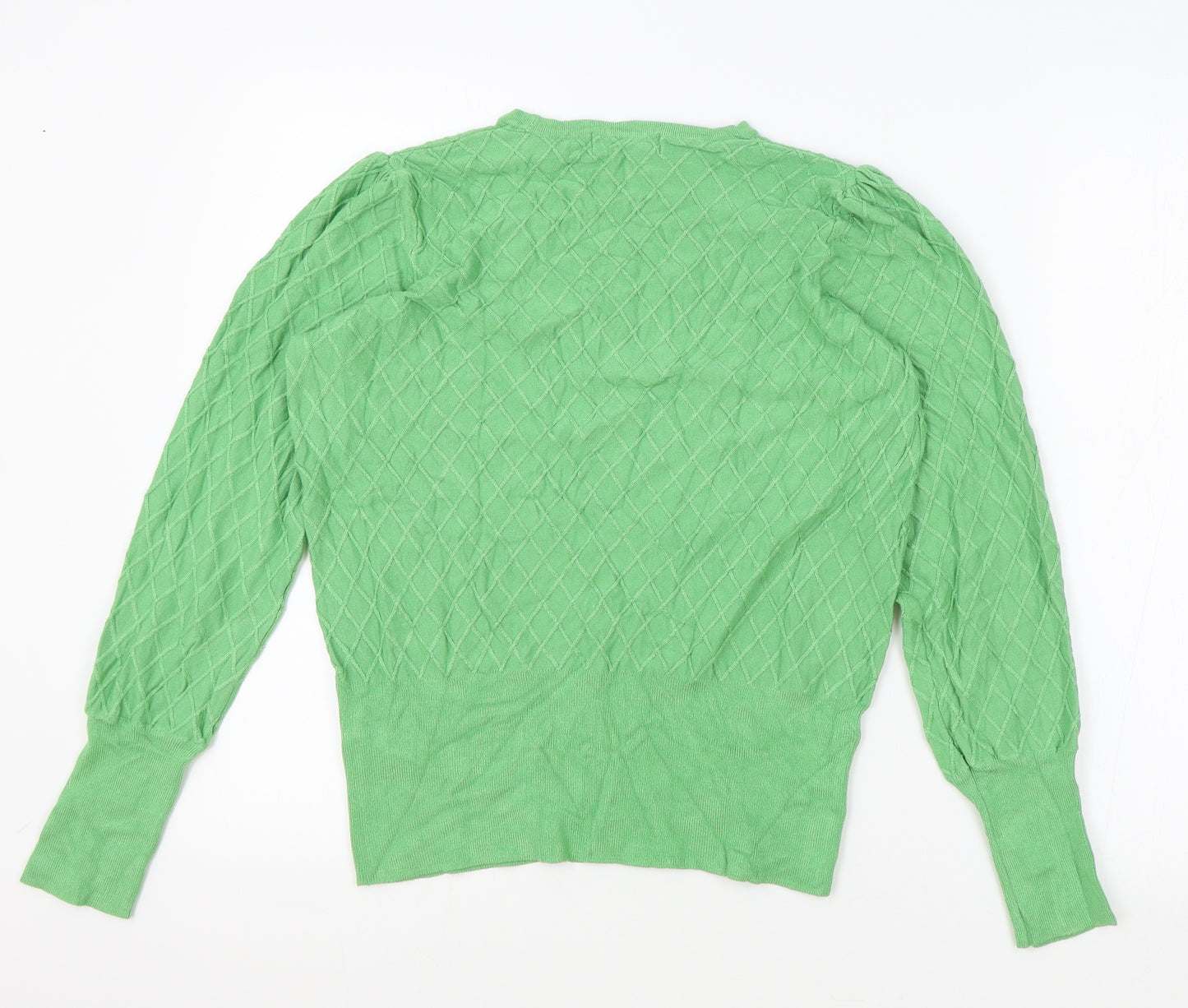 Marks and Spencer Womens Green Round Neck Viscose Pullover Jumper Size 14