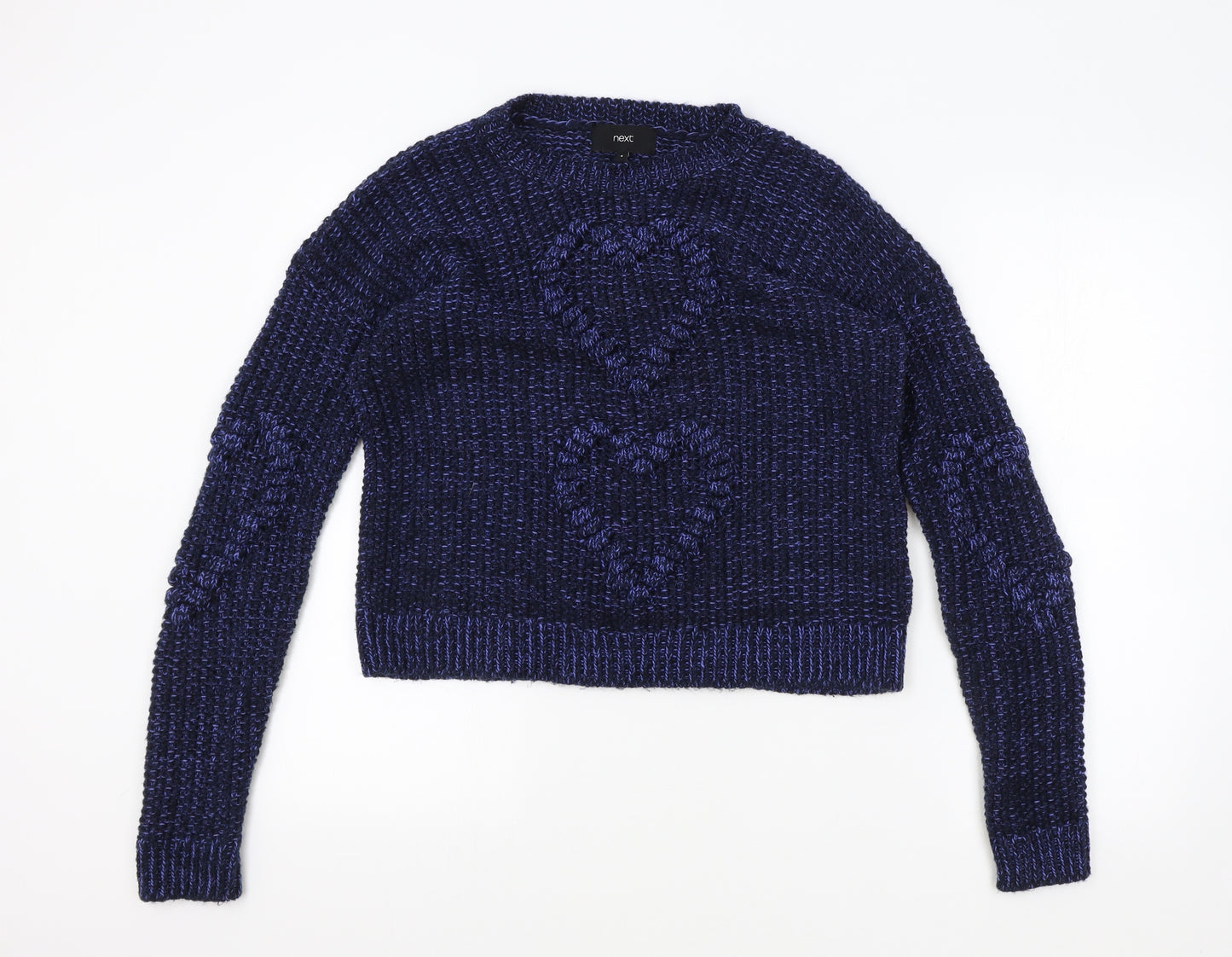NEXT Womens Blue Round Neck Cotton Pullover Jumper Size 8 - Heart