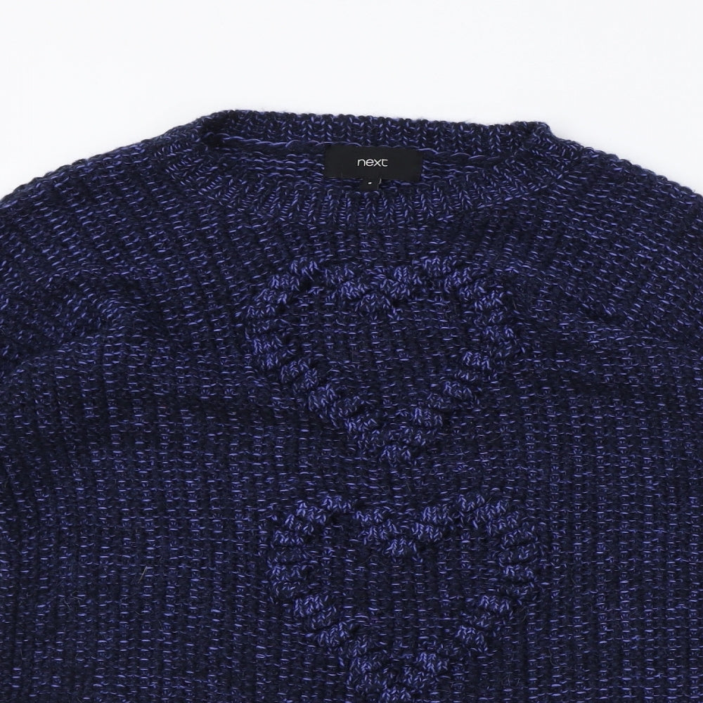 NEXT Womens Blue Round Neck Cotton Pullover Jumper Size 8 - Heart