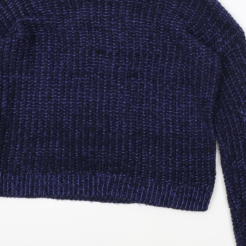 NEXT Womens Blue Round Neck Cotton Pullover Jumper Size 8 - Heart