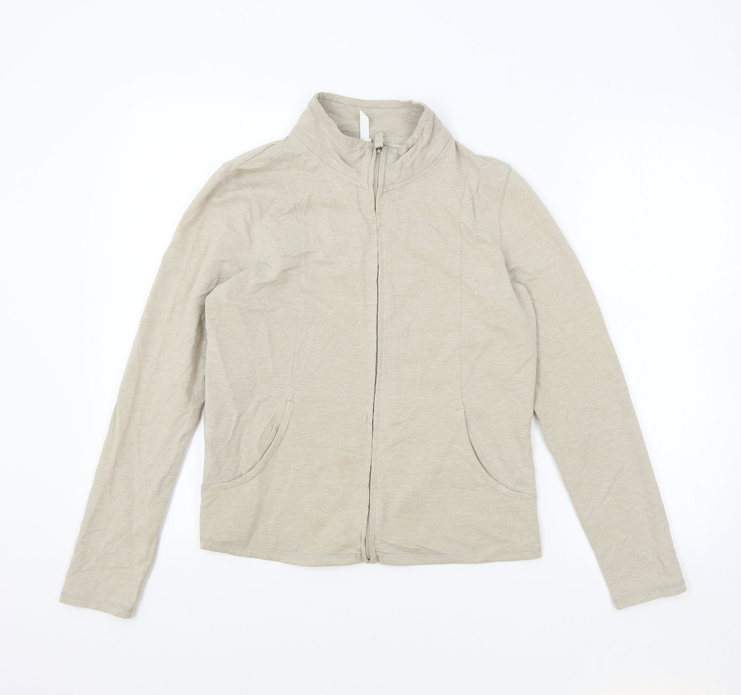 Mark Shale Womens Beige High Neck Cotton Full Zip Jumper Size 12