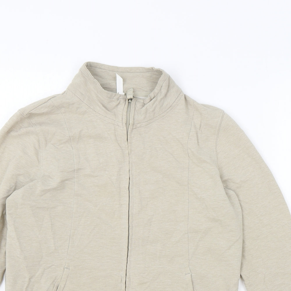 Mark Shale Womens Beige High Neck Cotton Full Zip Jumper Size 12