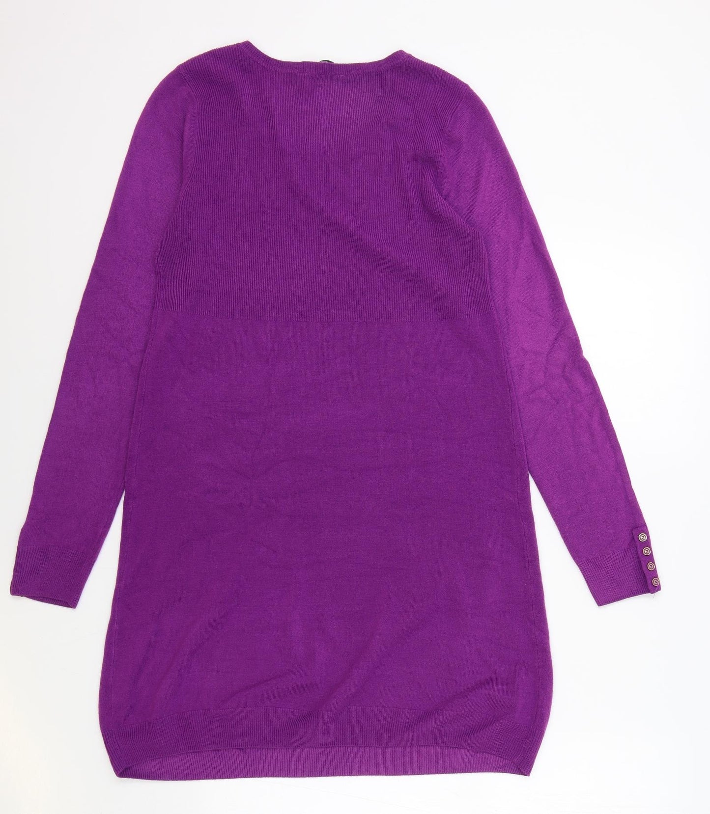 F&F Womens Purple Acrylic Jumper Dress Size 12 Roll Neck Pullover