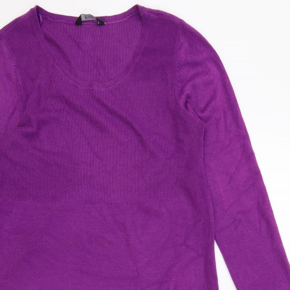 F&F Womens Purple Acrylic Jumper Dress Size 12 Roll Neck Pullover
