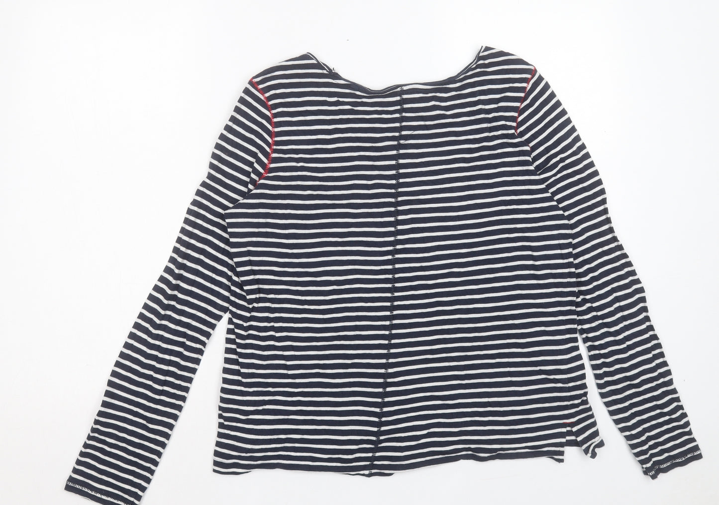 NEXT Womens Blue Striped Cotton Basic T-Shirt Size 14 Boat Neck