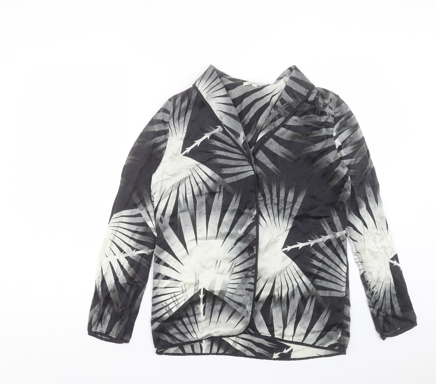 somerset Womens Black Geometric Polyester Basic Button-Up Size S Collared