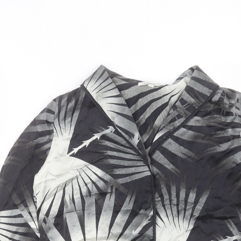 somerset Womens Black Geometric Polyester Basic Button-Up Size S Collared