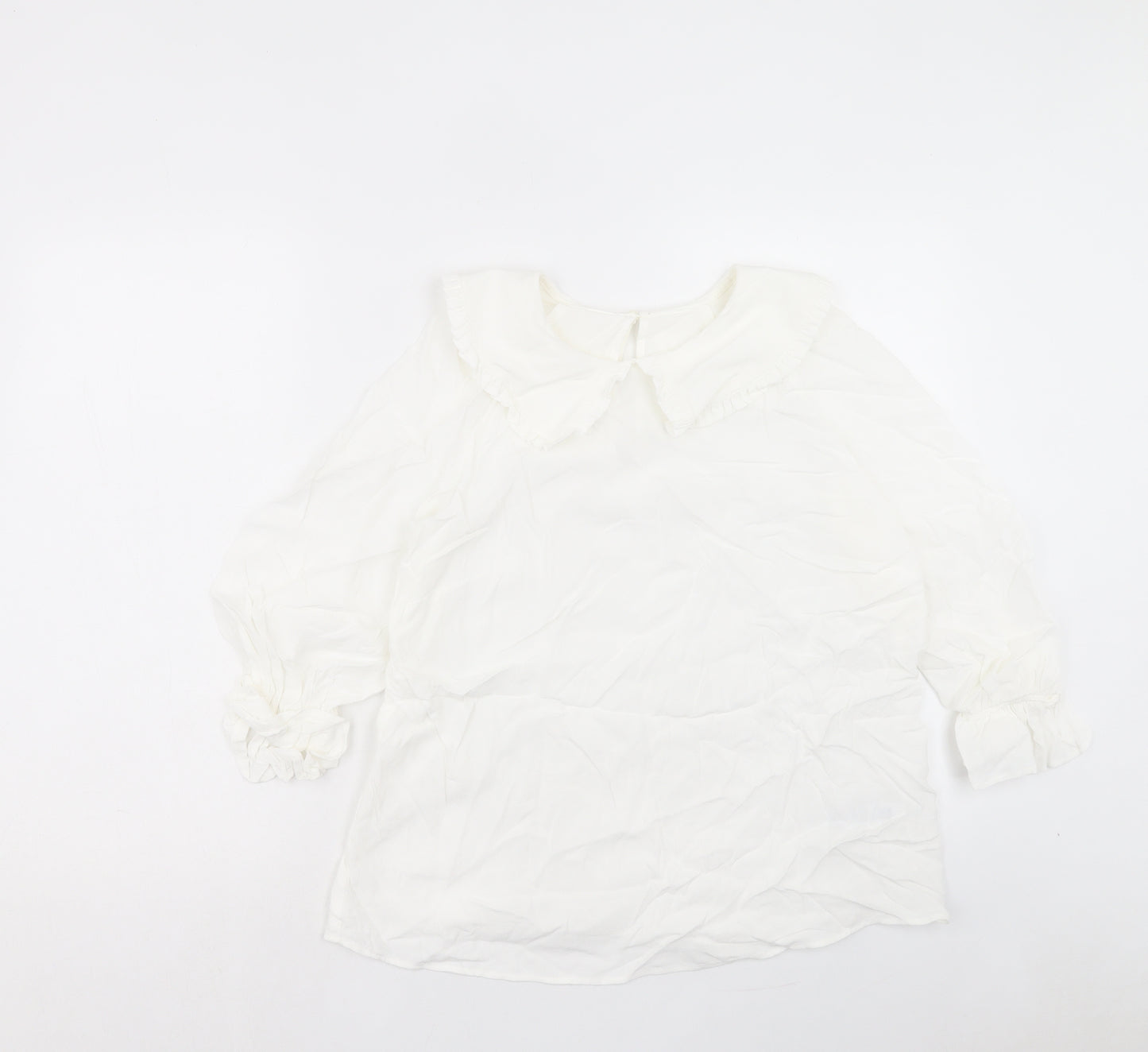 Marks and Spencer Womens White Viscose Basic Blouse Size 12 Collared