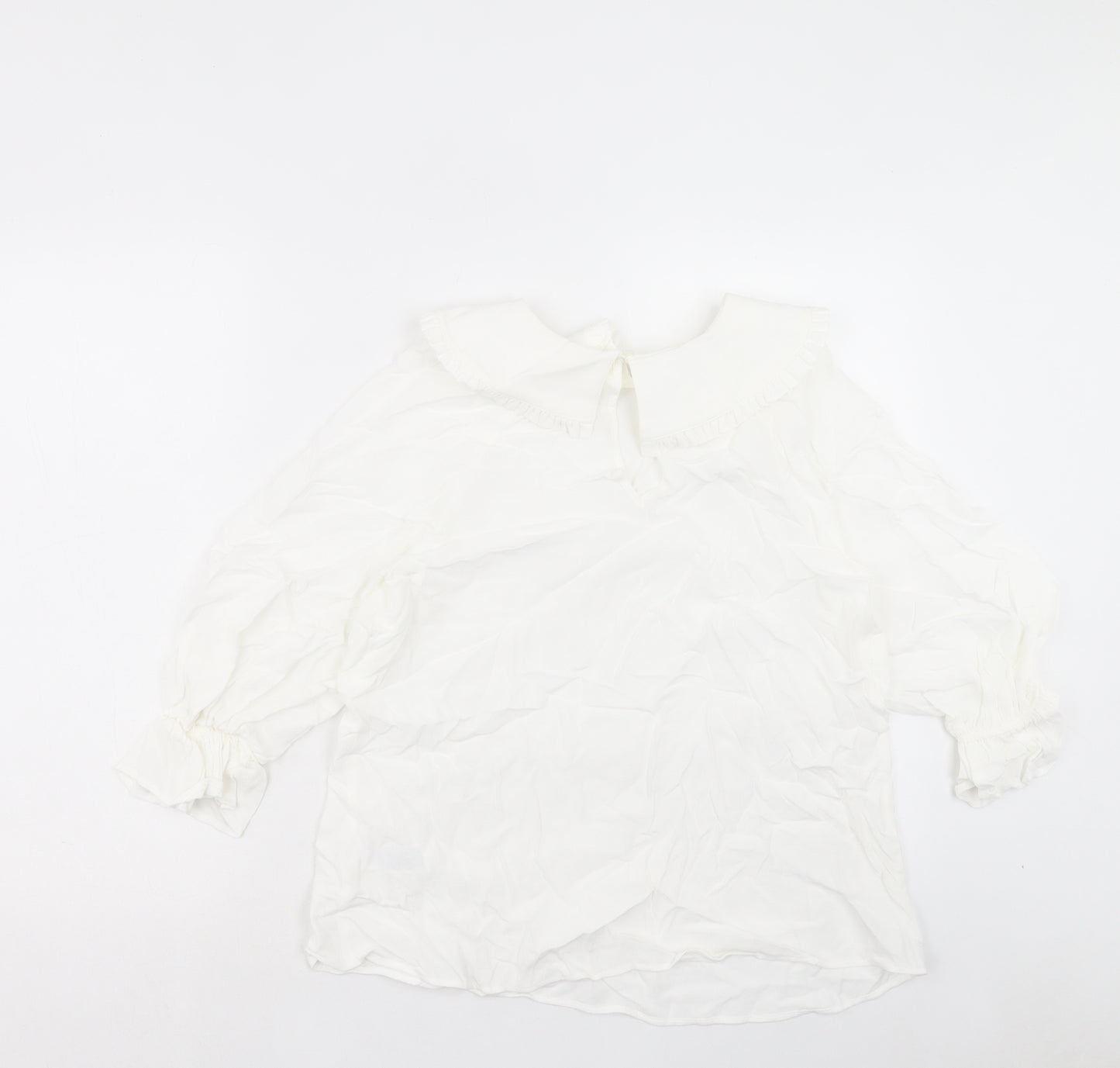 Marks and Spencer Womens White Viscose Basic Blouse Size 12 Collared