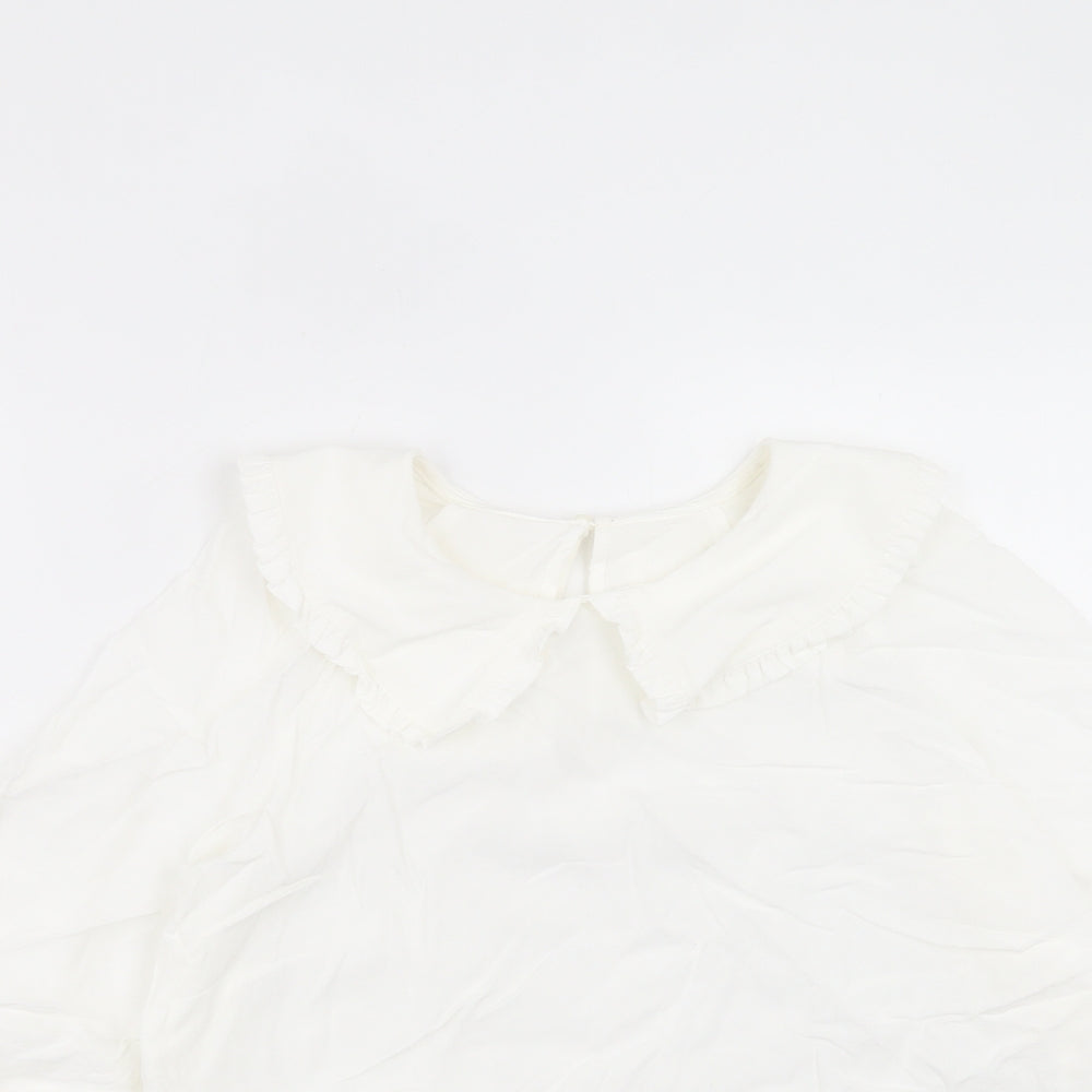Marks and Spencer Womens White Viscose Basic Blouse Size 12 Collared