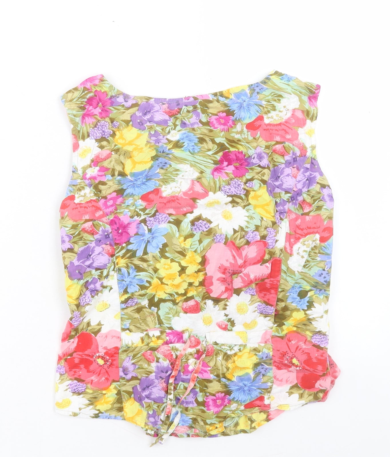 Phool Womens Multicoloured Floral Cotton Camisole Button-Up Size S Scoop Neck