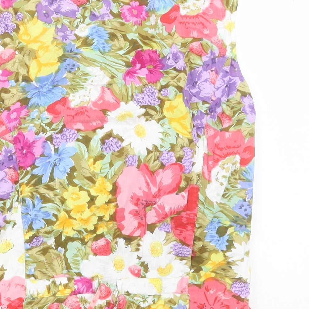 Phool Womens Multicoloured Floral Cotton Camisole Button-Up Size S Scoop Neck