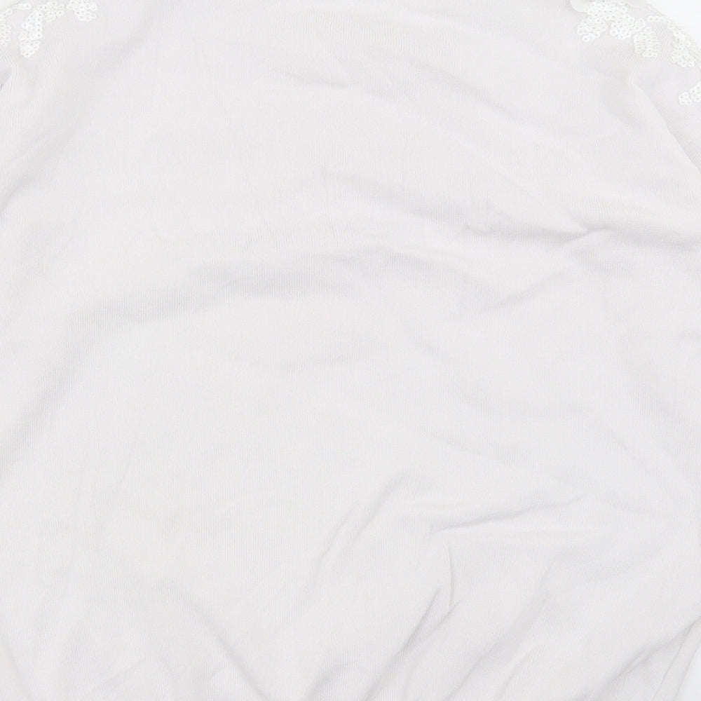 NEXT Womens White Crew Neck Viscose Pullover Jumper Size 14