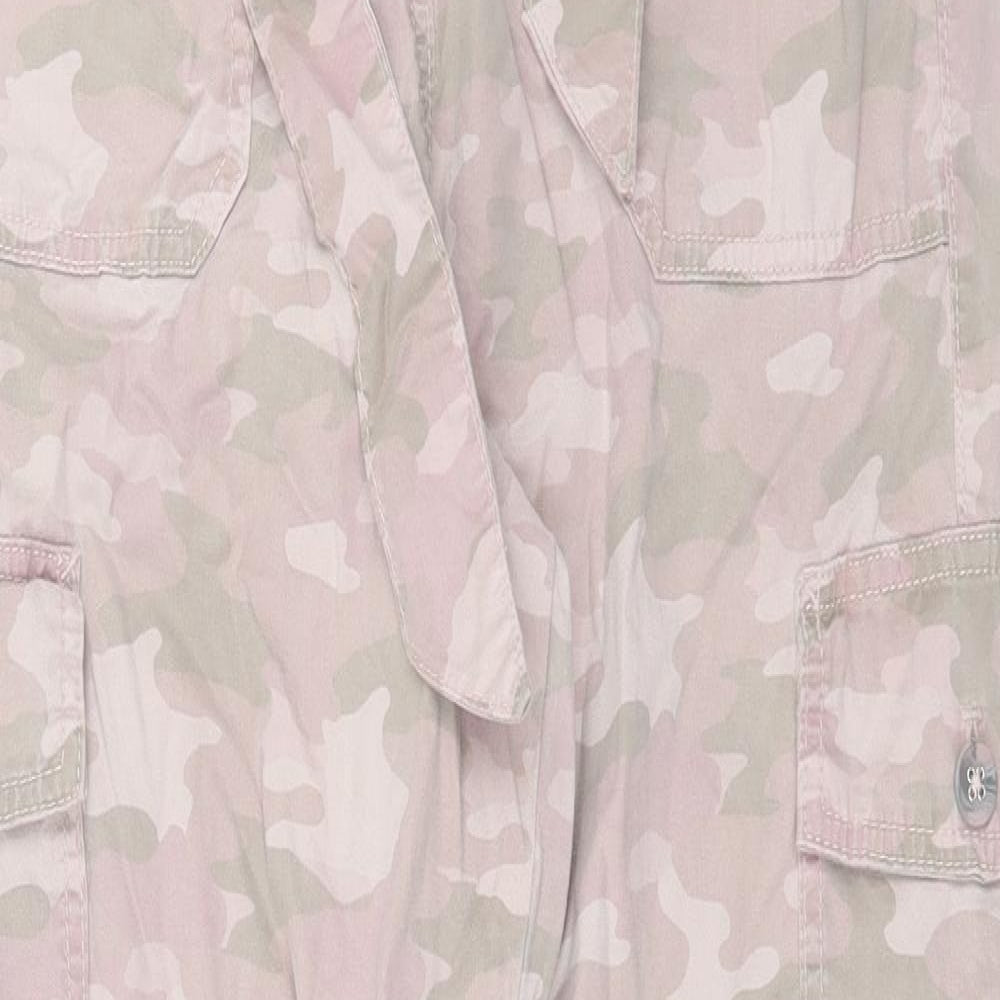 Marks and Spencer Womens Pink Camouflage Cotton Cargo Trousers Size 10 L30 in Regular Button