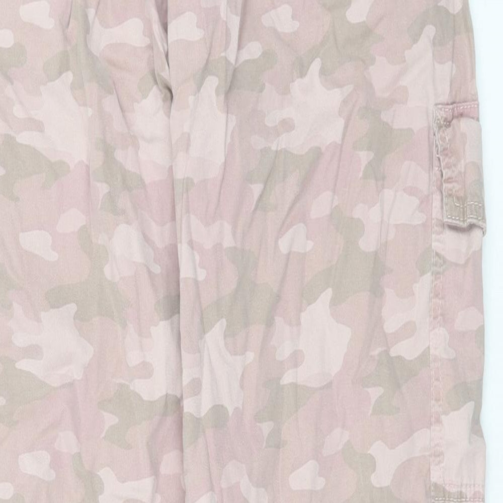 Marks and Spencer Womens Pink Camouflage Cotton Cargo Trousers Size 10 L30 in Regular Button